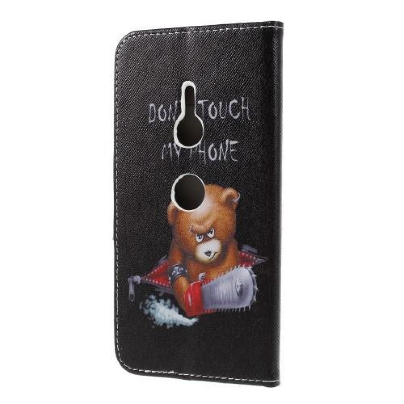 Patt PU kožené peňaženkové puzdro na mobil Sony Xperia XZ3 - medveď