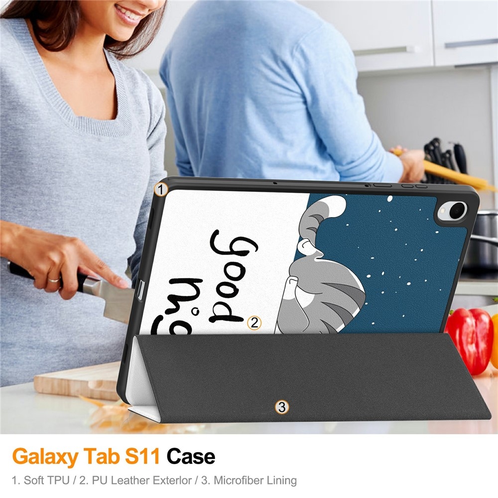 Patte chytré zatváracie púzdro na Samsung Galaxy Tab S11 - mačka