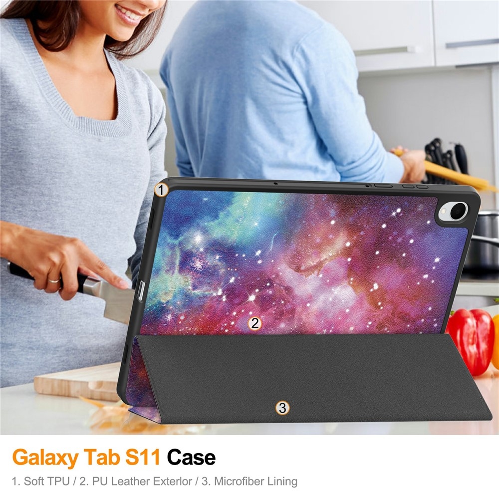 Patte chytré zatváracie púzdro na Samsung Galaxy Tab S11 - vesmír