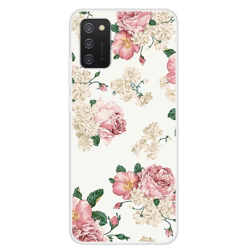 Patte gélový obal na mobil Samsung Galaxy A02s (164.2x75.9x9.1mm) - ružové kvety