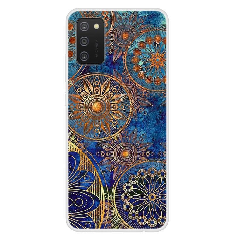 Patte gélový obal na mobil Samsung Galaxy A02s (164.2x75.9x9.1mm) - zlaté kvety