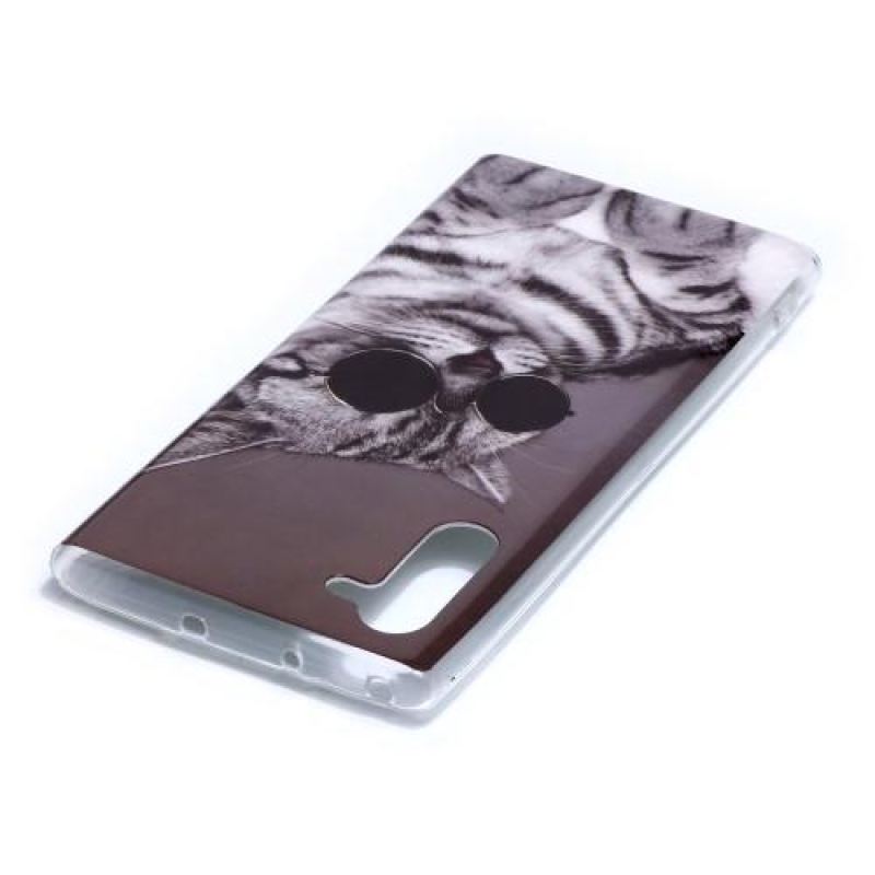 Patte gélový obal na mobil Samsung Galaxy Note 10 - mačka v okuliaroch