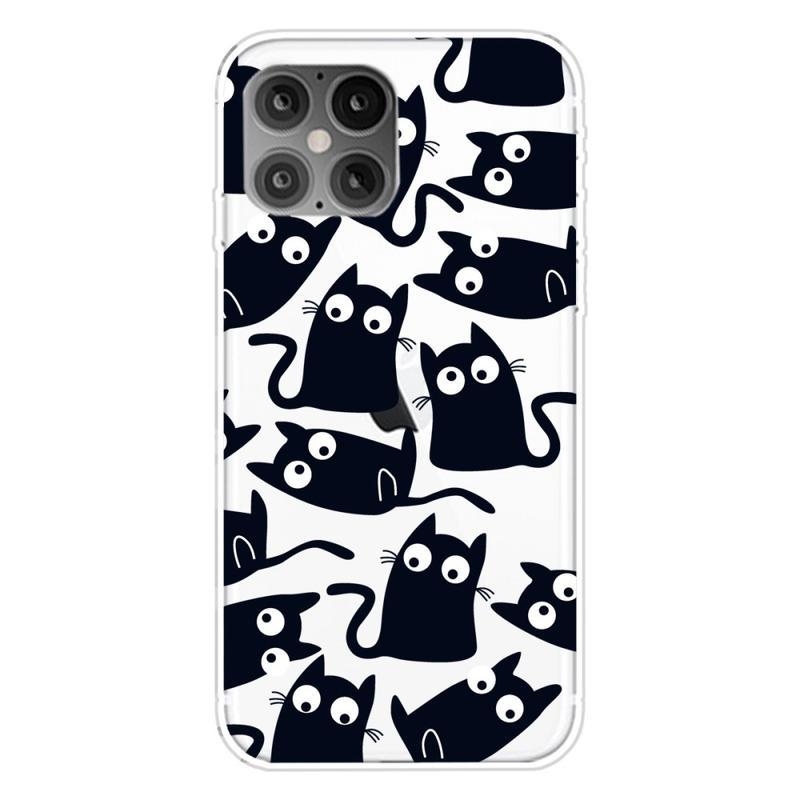 Patte gélový obal pre mobil iPhone 12 Pro / 12 - čierne mačky