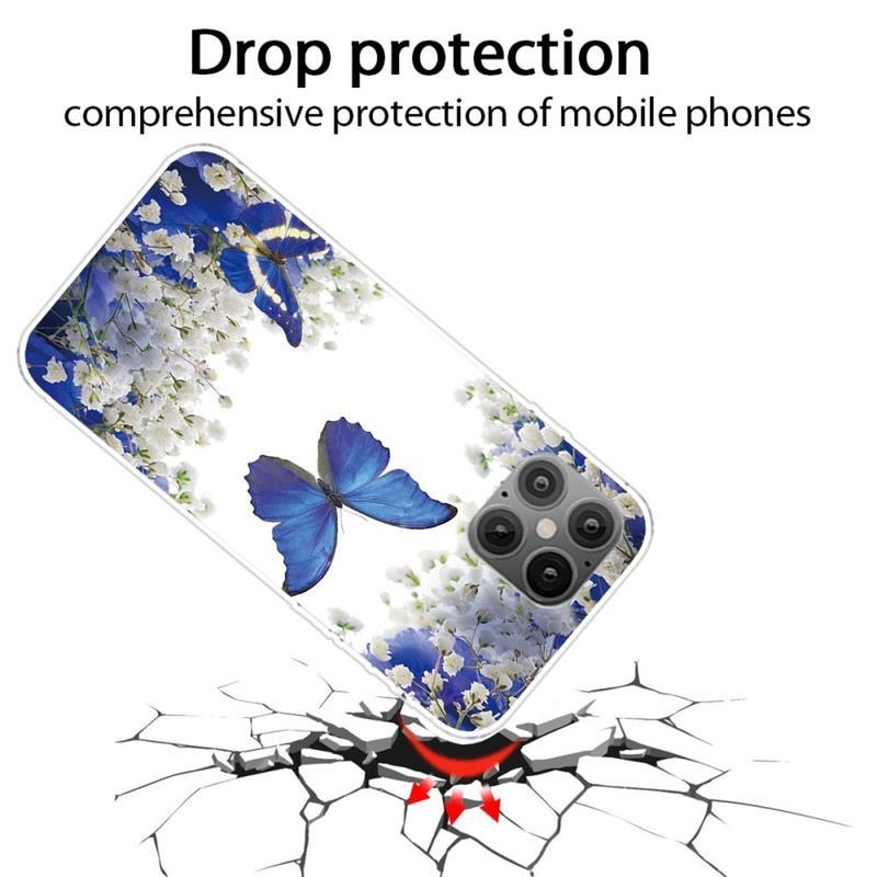Patte gélový obal pre mobil iPhone 12 Pro / 12 - modrý motýľ