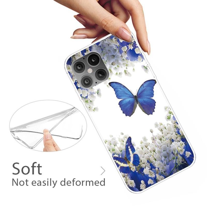 Patte gélový obal pre mobil iPhone 12 Pro / 12 - modrý motýľ