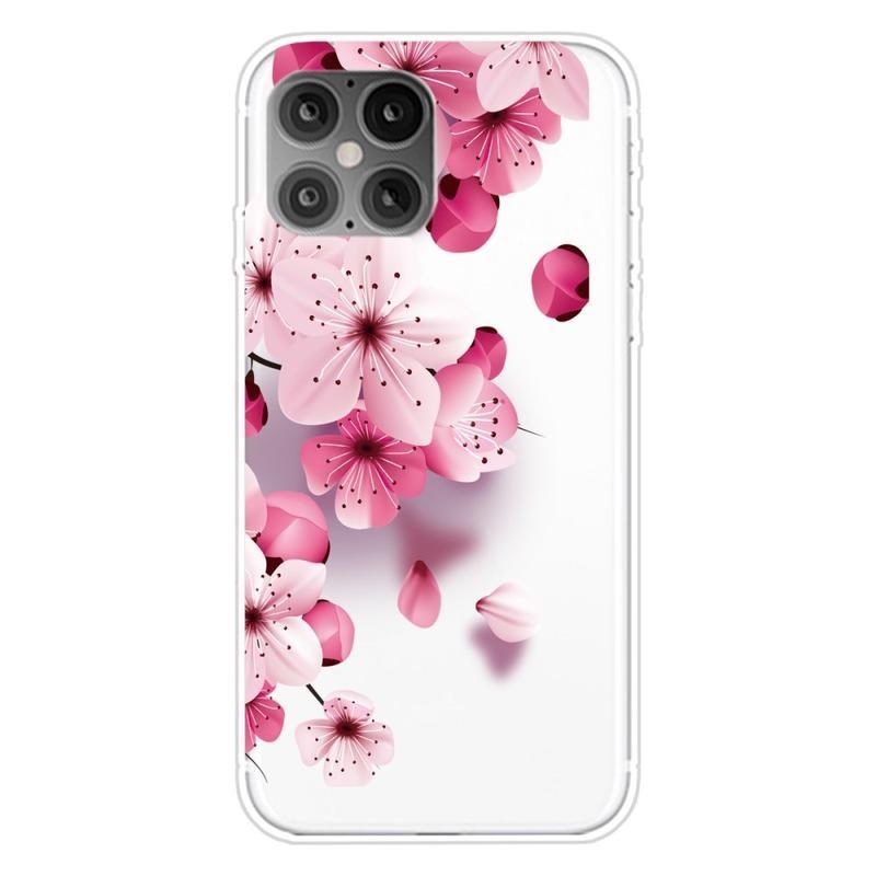 Patte gélový obal pre mobil iPhone 12 Pro / 12 - ružový kvet