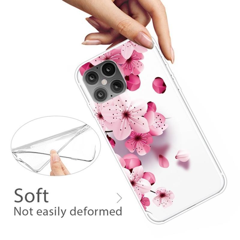 Patte gélový obal pre mobil iPhone 12 Pro / 12 - ružový kvet