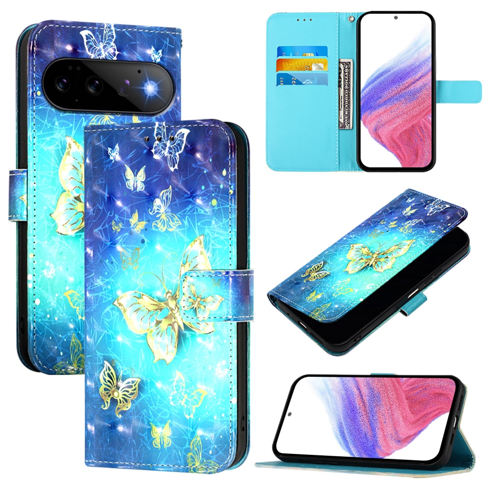 Päťte knižkové puzdro na Google Pixel 11 Pro/11 - modrolatí motýle