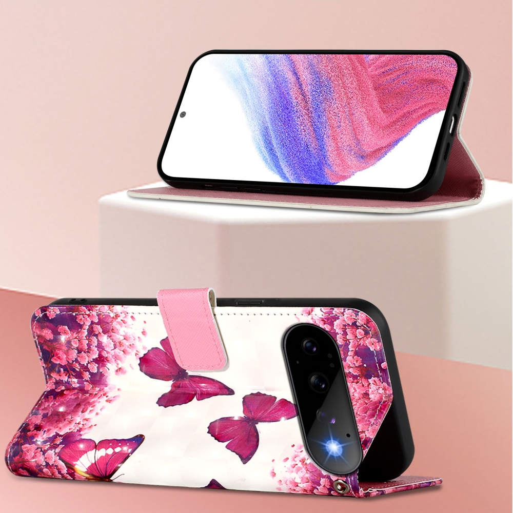 Patte knižkové puzdro na Google Pixel 11 Pro/11 - ružové motýle