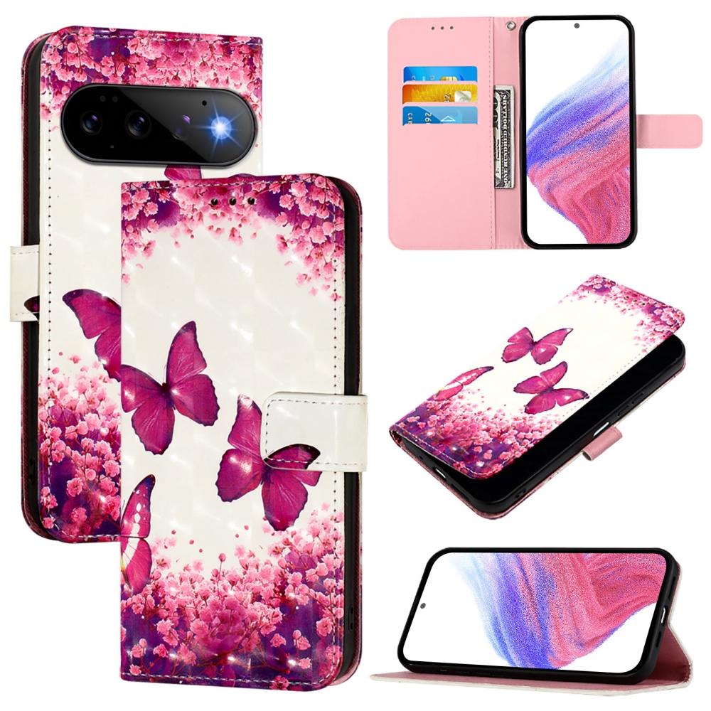 Patte knižkové puzdro na Google Pixel 11 Pro/11 - ružové motýle