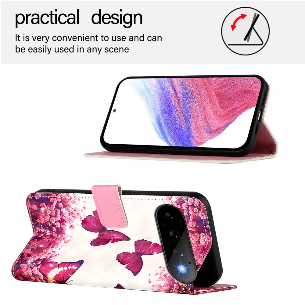 Patte knižkové puzdro na Google Pixel 11 Pro/11 - ružové motýle