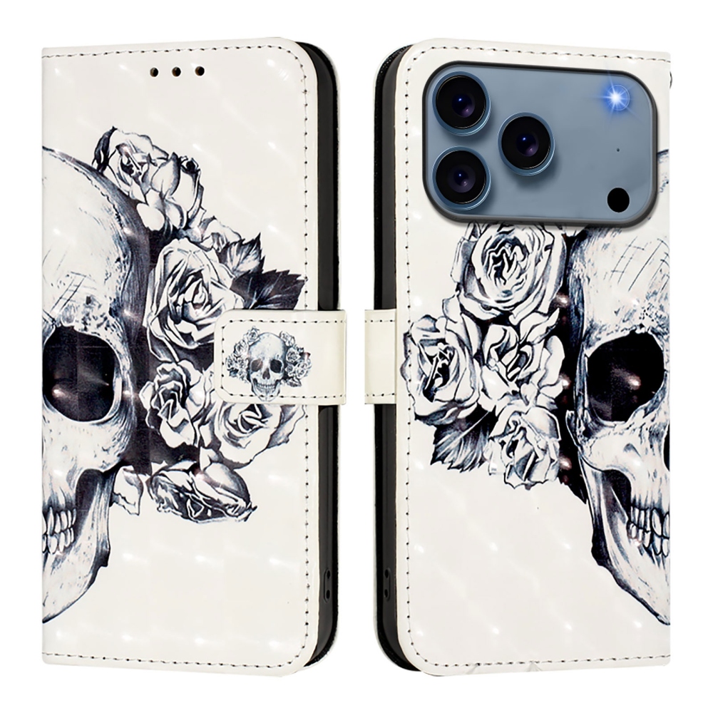Patte knižkové puzdro na iPhone 18 Pro Max/17 Pro Max - lebka