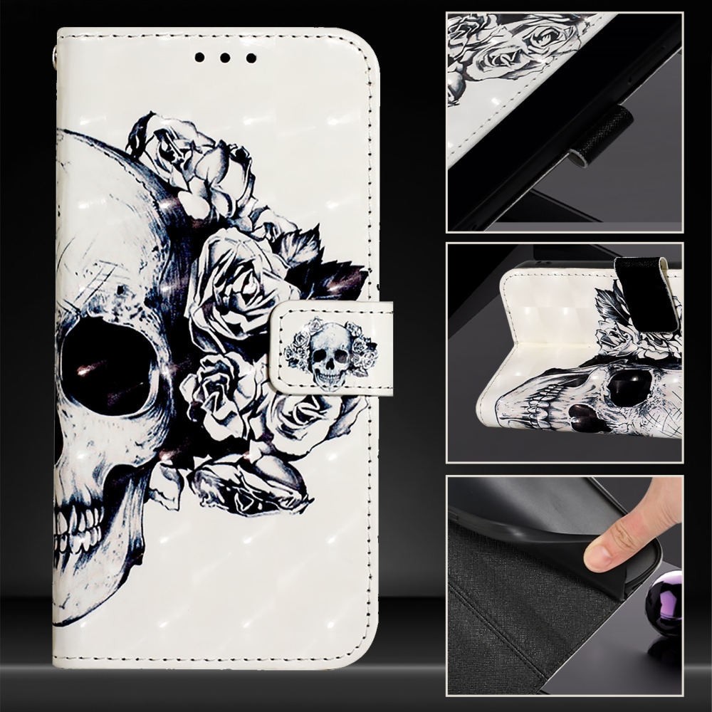 Patte knižkové puzdro na iPhone 18 Pro Max/17 Pro Max - lebka