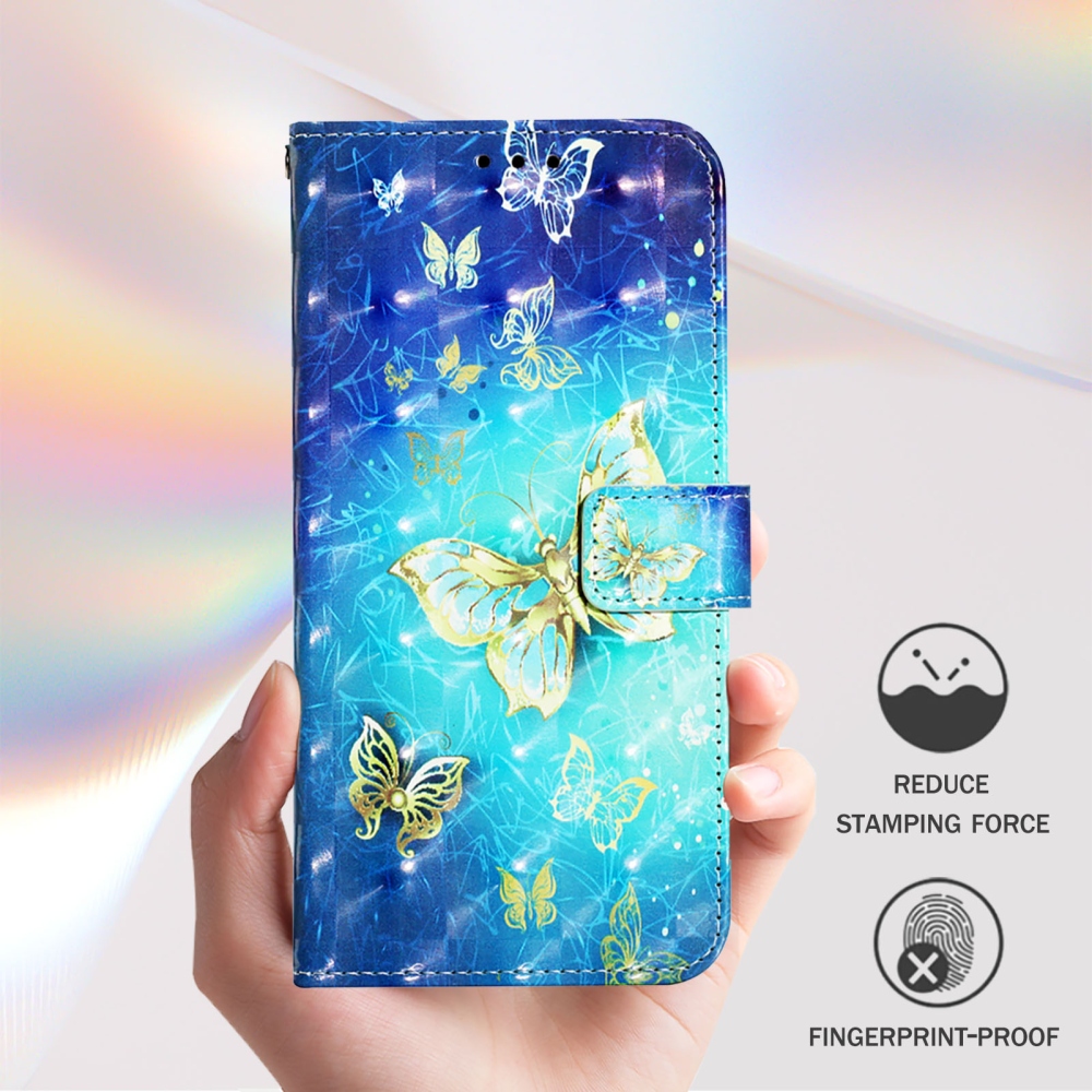 Patte knižkové púzdro na iPhone 18 Pro Max/17 Pro Max - modro-rozlatí motýle