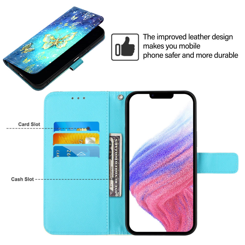Patte knižkové púzdro na iPhone 18 Pro Max/17 Pro Max - modro-rozlatí motýle