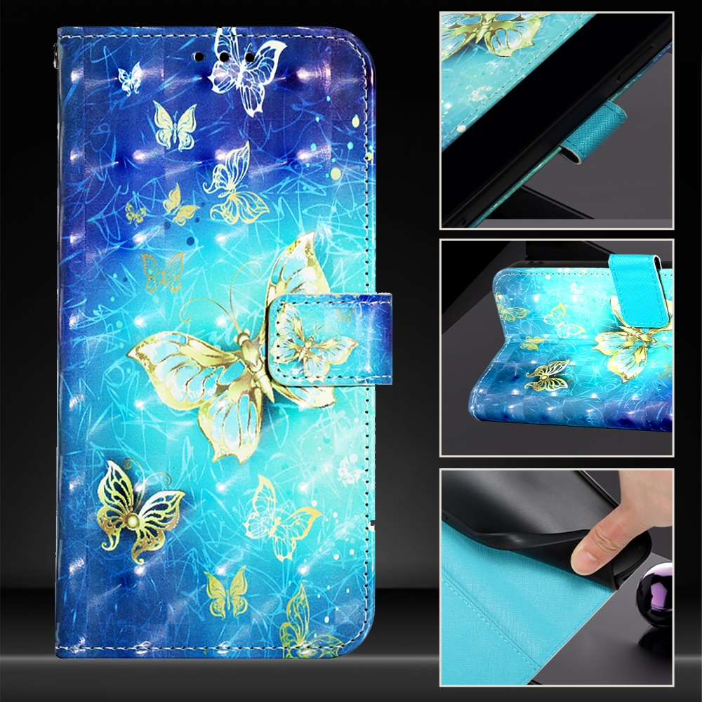 Patte knižkové púzdro na iPhone 18 Pro Max/17 Pro Max - modro-rozlatí motýle