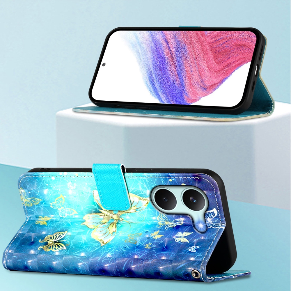 Patte knižkové púzdro na Xiaomi Poco X8 Pro 5G - modrozlatí motýle