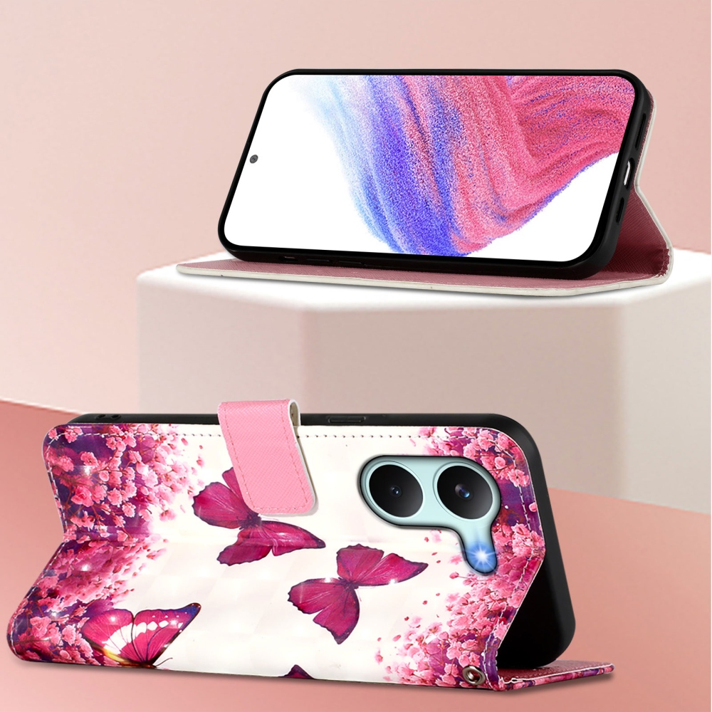 Patte knižkové puzdro na Xiaomi Poco X8 Pro 5G - ružové motýle