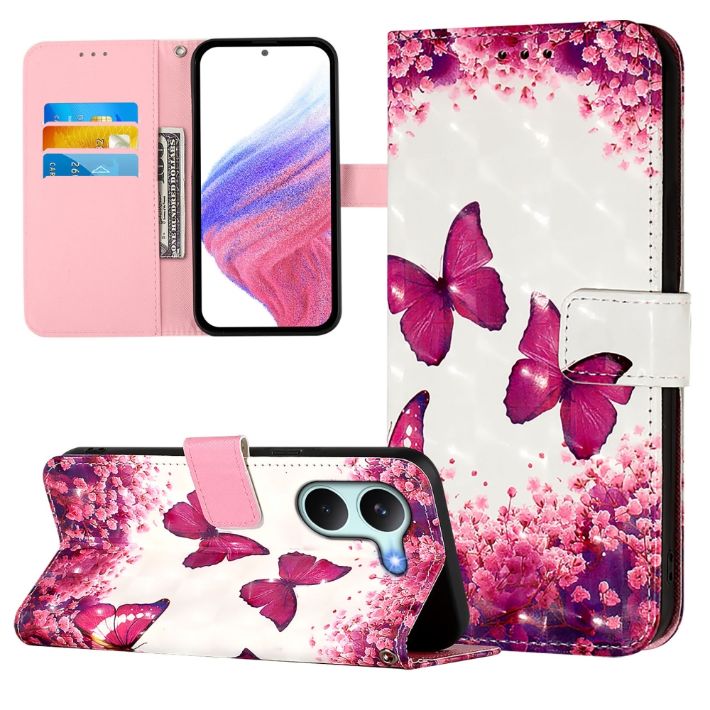 Patte knižkové puzdro na Xiaomi Poco X8 Pro 5G - ružové motýle