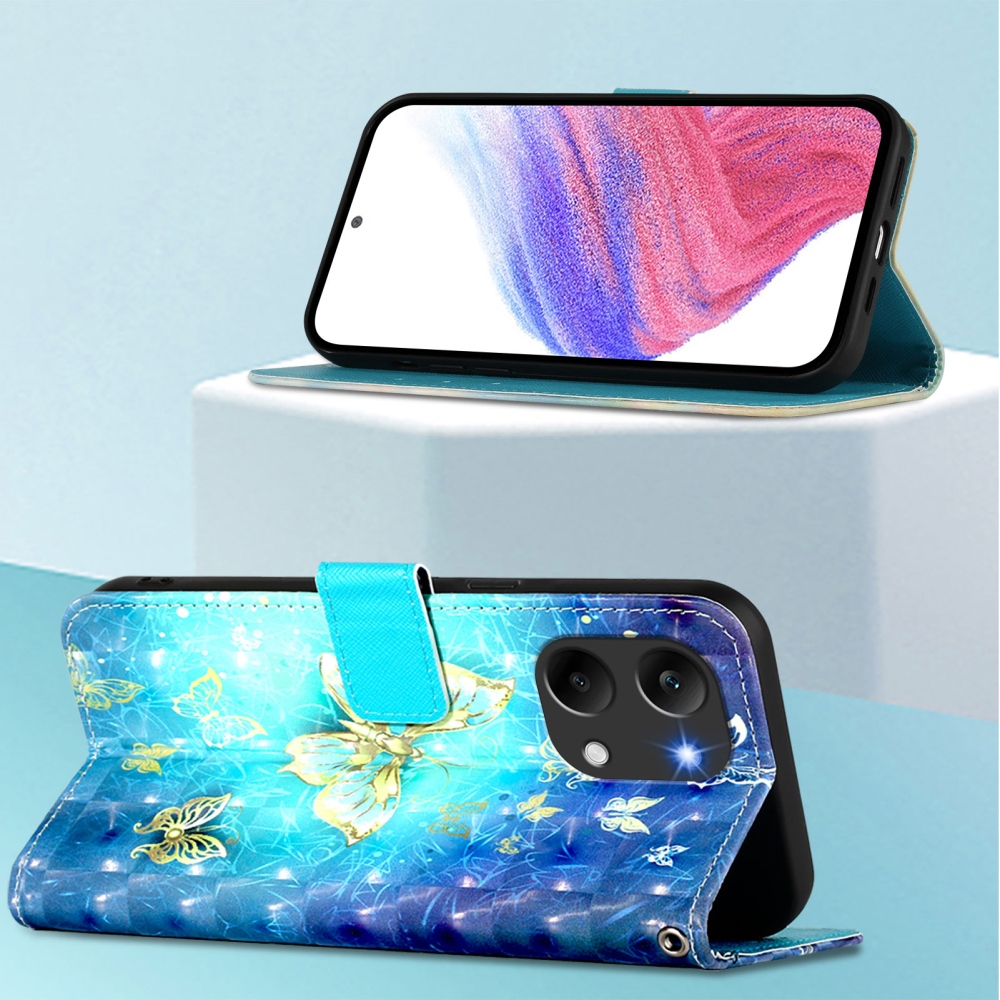 Patte knižkové puzdro na Xiaomi Poco X8 Pro Max 5G - modrozlatí motýle