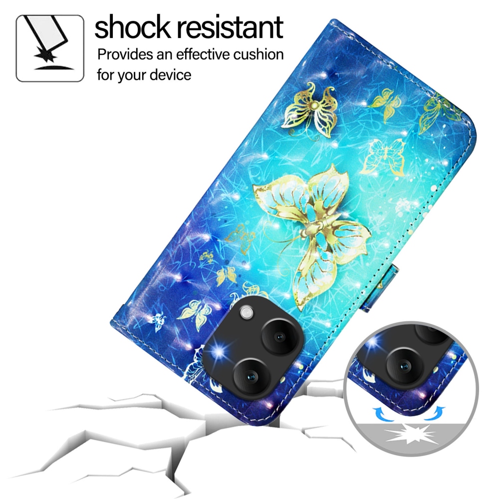 Patte knižkové puzdro na Xiaomi Poco X8 Pro Max 5G - modrozlatí motýle