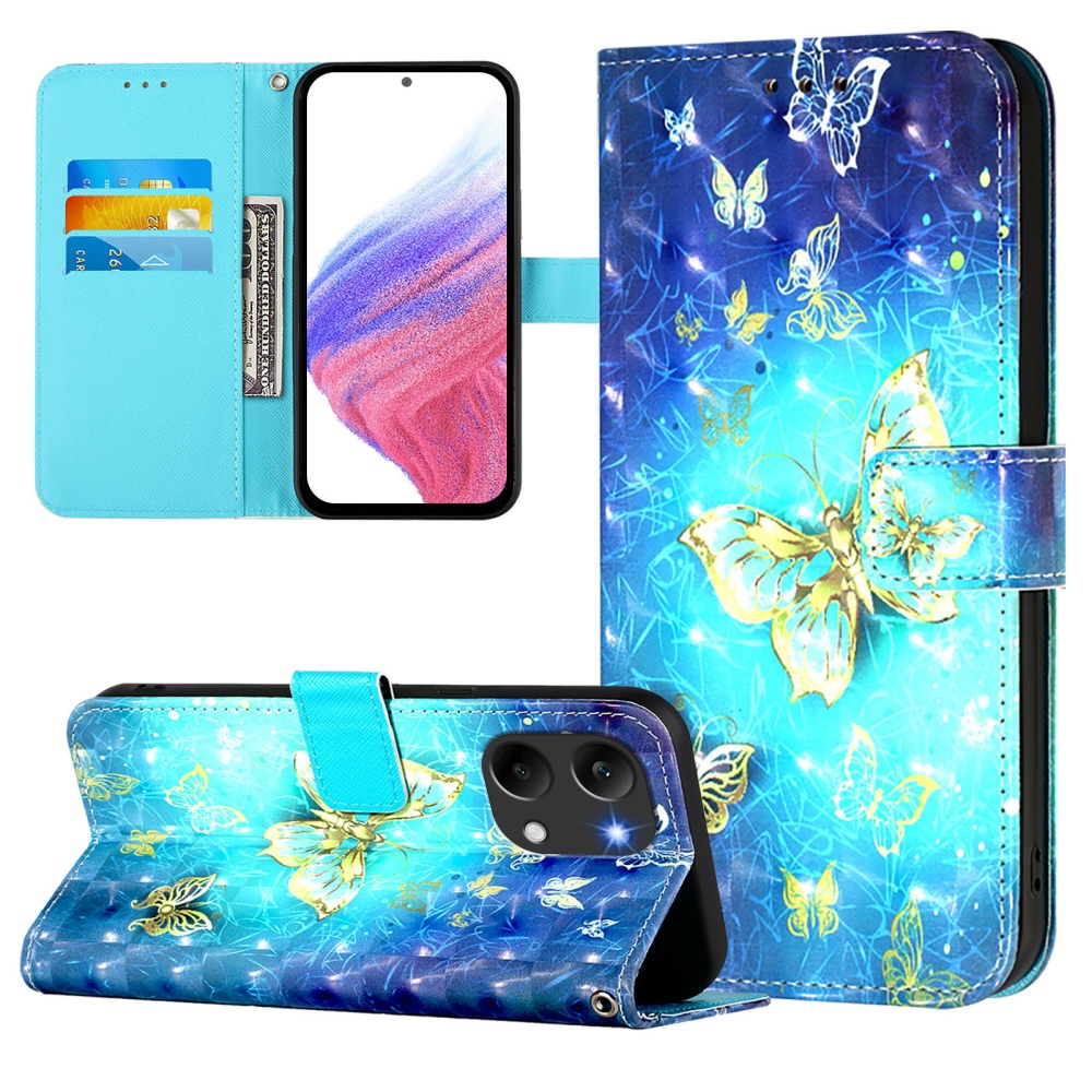 Patte knižkové puzdro na Xiaomi Poco X8 Pro Max 5G - modrozlatí motýle