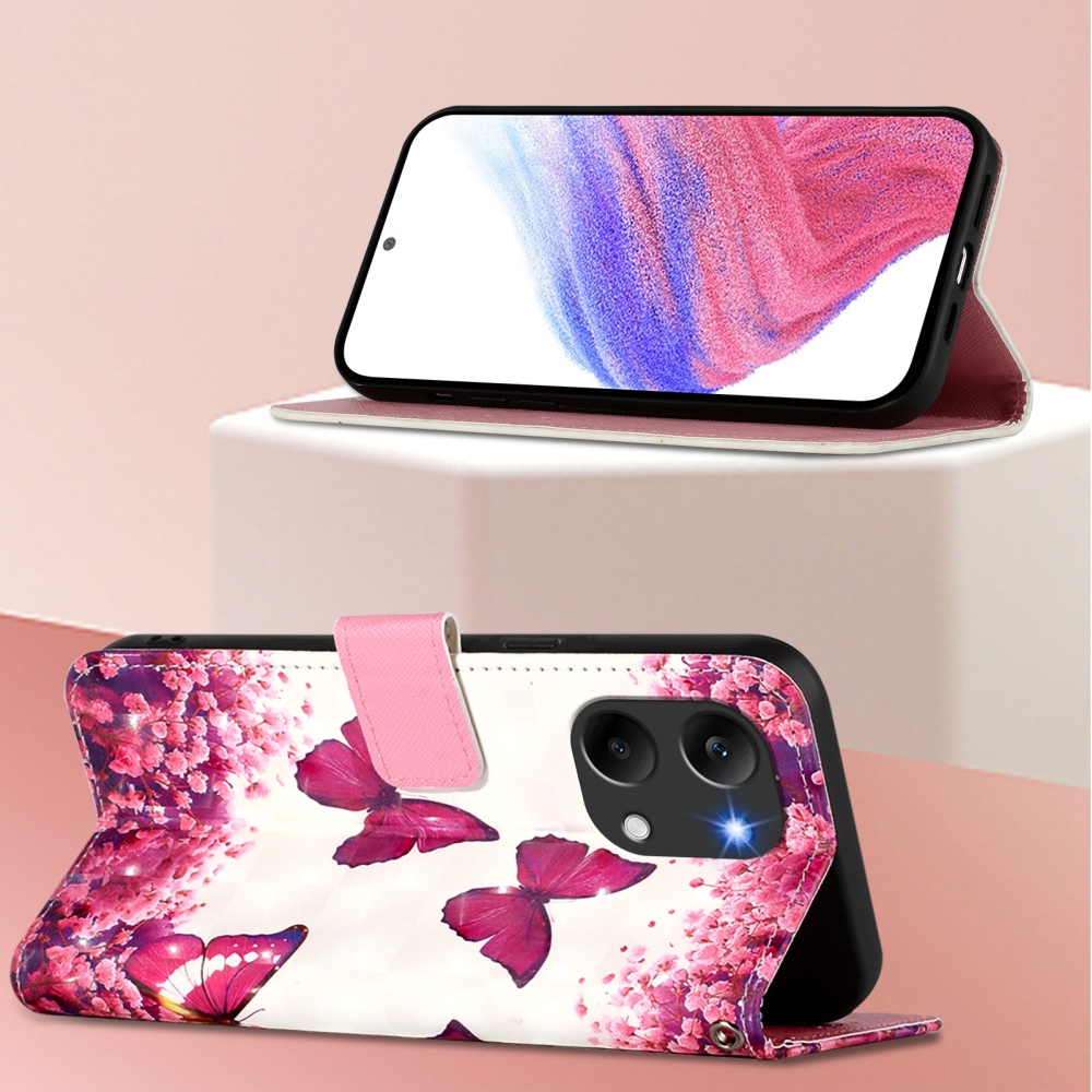 Patte knižkové puzdro na Xiaomi Poco X8 Pro Max 5G - ružové motýle