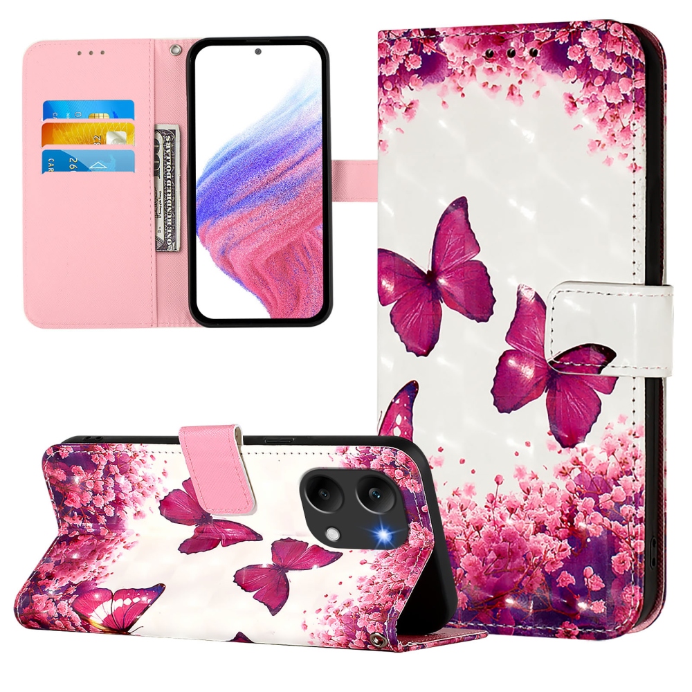 Patte knižkové puzdro na Xiaomi Poco X8 Pro Max 5G - ružové motýle