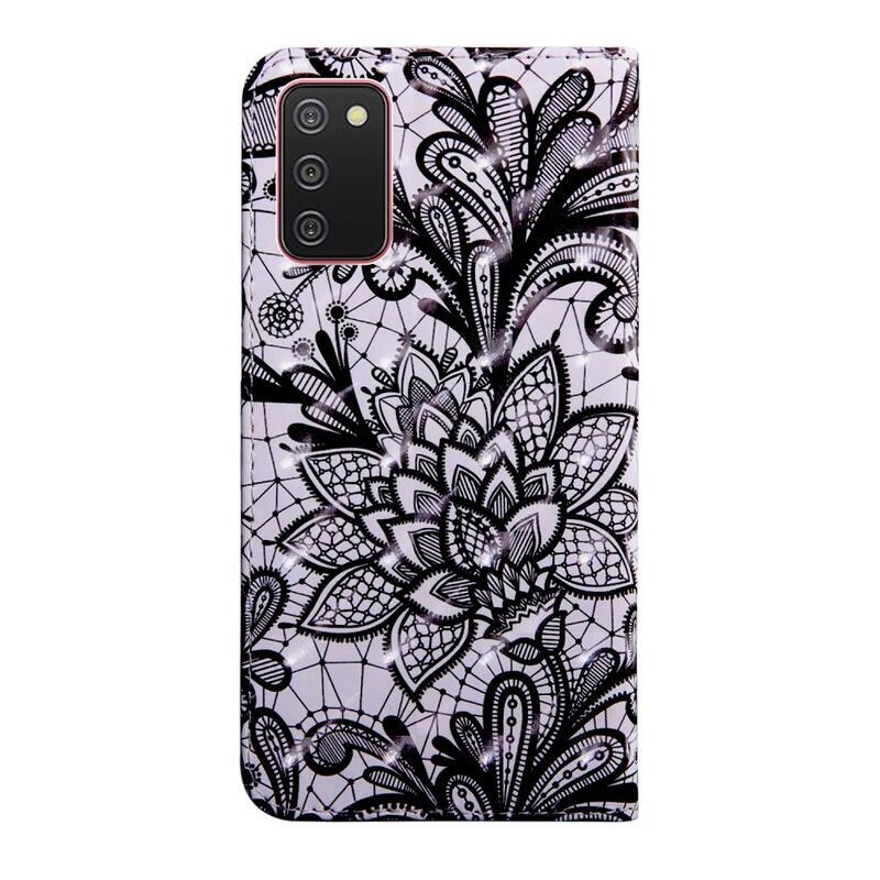 Patte peněženkové puzdro na mobil Samsung Galaxy A03s (166.6 x 75.9 x 9.1mm) - čipkový kvet