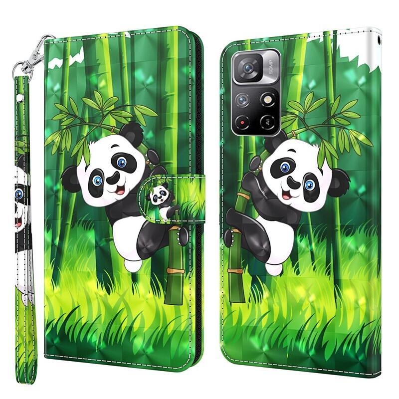 Print peňaženkové púzdro na mobil Xiaomi Poco M4 Pro 5G/Redmi Note 11S 5G - panda na bambuse