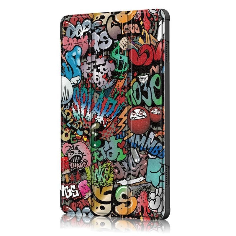 Patte polohovateľné PU kožené puzdro na tablet Lenovo Tab M10 - graffiti