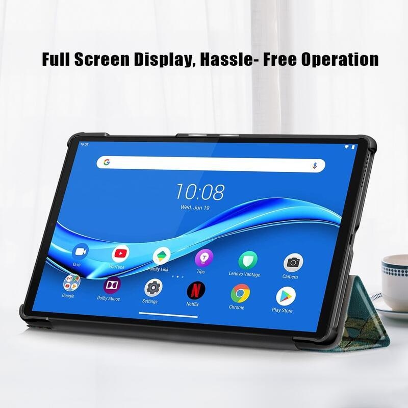 Patte polohovateľné PU kožené púzdro na tablet Lenovo Tab M10 HD 2. Gen X306F/X - biele kvety