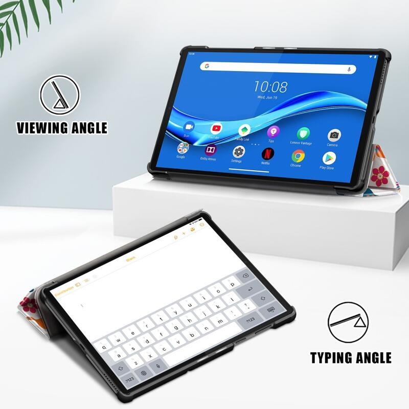 Patte polohovateľné PU kožené púzdro na tablet Lenovo Tab M10 HD 2. Gen X306F/X - motýle a kvety