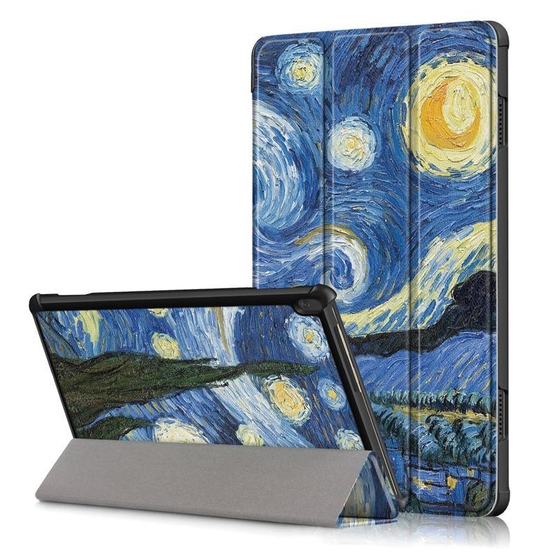 Patte polohovateľné PU kožené puzdro na tablet Lenovo Tab M10 - nočná obloha