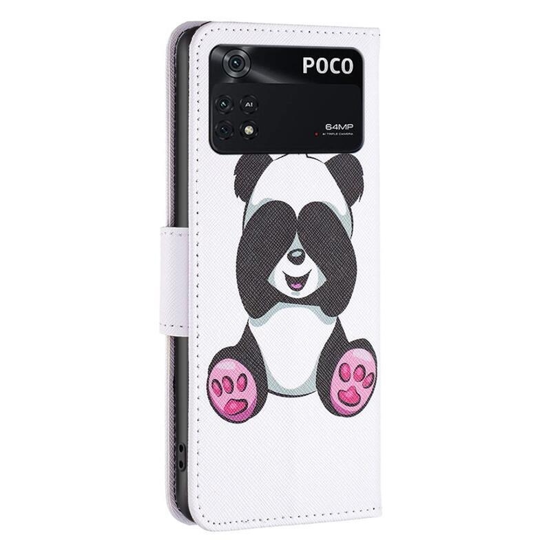 Patte PU kožené peňaženkové púzdro na mobil Xiaomi Poco M4 Pro 4G - panda