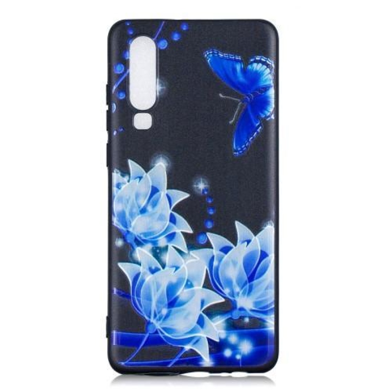 Patte silikonový kryt pre Huawei P30 - modrý motýľ