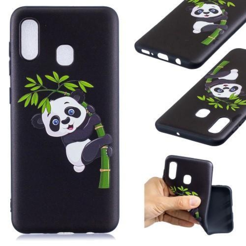 Pattern gélové puzdro na mobil Samsung Galaxy A30 - panda na bambusu