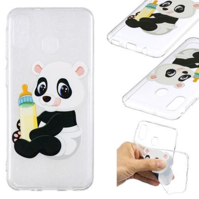 Pattern gélový obal na Samsung Galaxy M20 - panda a fľaška