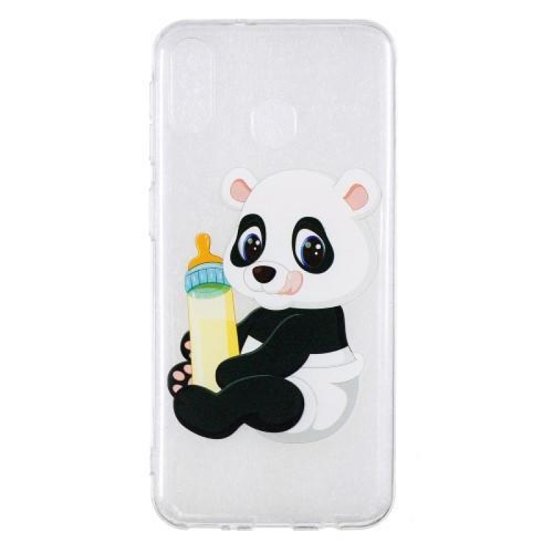 Pattern gélový obal na Samsung Galaxy M20 - panda a fľaška