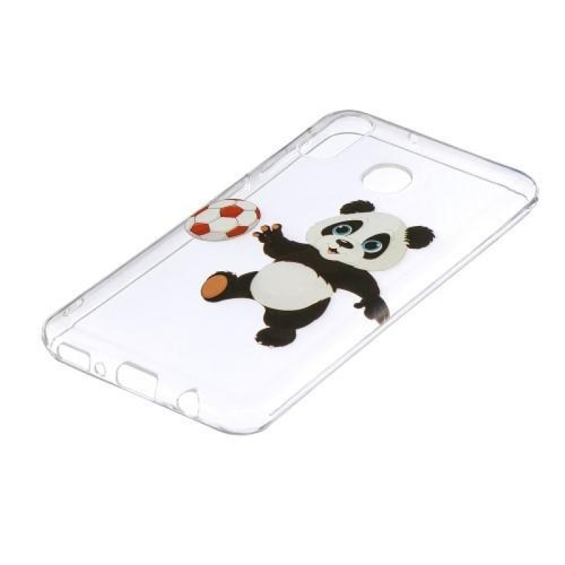 Pattern gélový obal na Samsung Galaxy M20 - panda hrajúci futbal