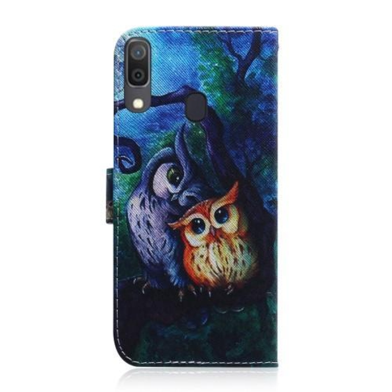 Pattern PU kožené peněženkové puzdro na mobil Samsung Galaxy A30 / A20 - sova