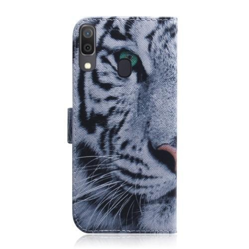 Pattern PU kožené peněženkové puzdro na mobil Samsung Galaxy A30 / A20 - tiger