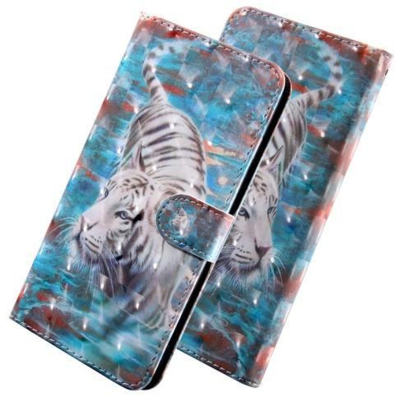 Pattern PU kožené peněženkové puzdro na mobil Samsung Galaxy A90 / A80 - tiger