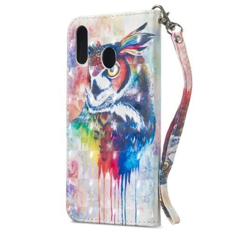 Pattern PU kožené peněženkové puzdro na mobil Samsung Galaxy M20 - zviera