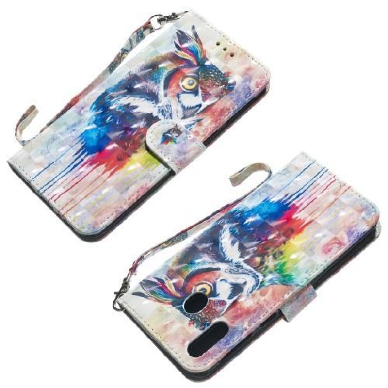 Pattern PU kožené peněženkové puzdro na mobil Samsung Galaxy M20 - zviera