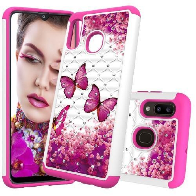 Patterned odolný obal na mobil Samsung Galaxy A20 / Galaxy A30 - rose motýle