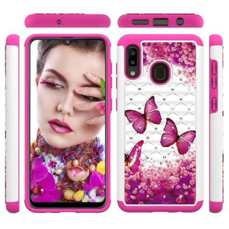 Patterned odolný obal na mobil Samsung Galaxy A20 / Galaxy A30 - rose motýle