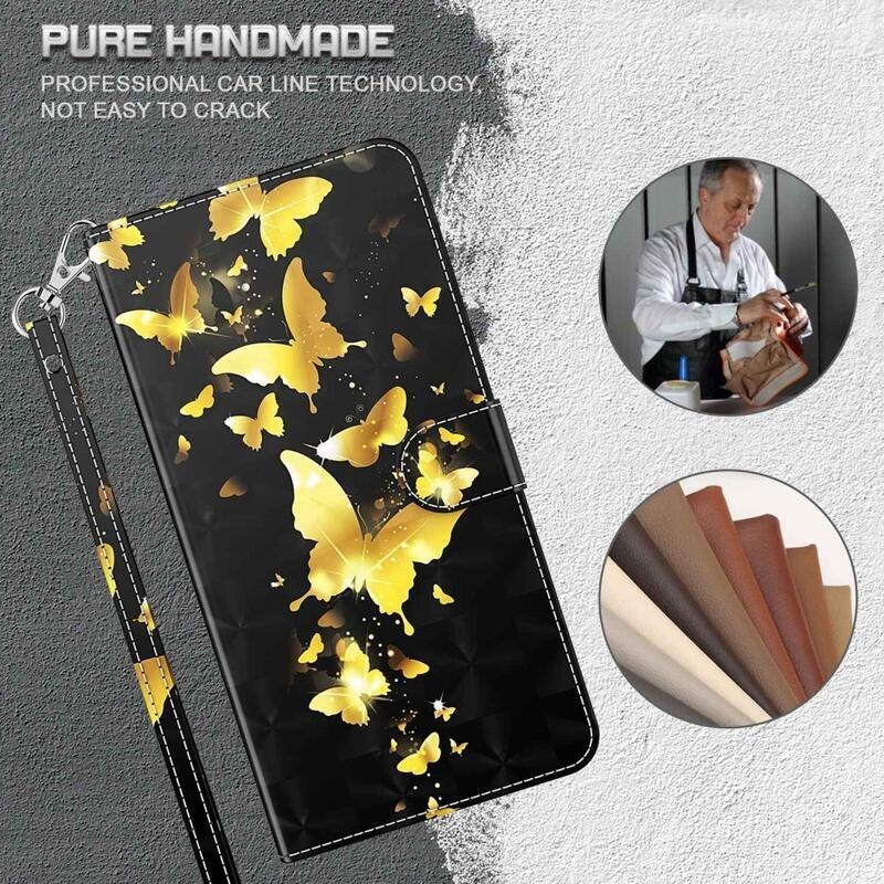 Print peňaženkové púzdro pre mobil Xiaomi Poco M4 5G - zlatí motýle