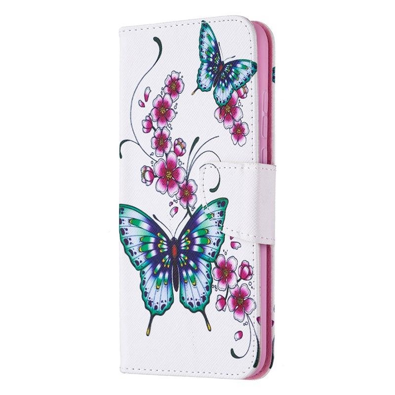 Patty PU kožené peněženkové puzdro na mobil Honor 9X Lite - motýľ a kvet