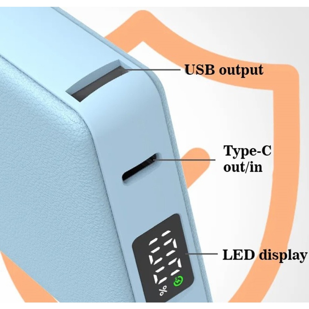 E42A Magnetická powerbanka 10000 mAh s bezdrôtovým nabíjaním - modrá